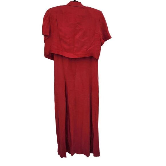 Karin Stevens Red Sleeveless Modest Maxi Dress 16 2pc Set Pleated Button Jacket - Picture 8 of 15